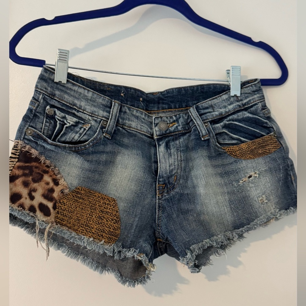 Ralph Lauren Denim Supply Mini Denim Short with Animal Print Patches